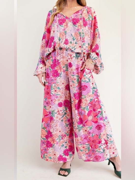 easel Other - EASEL Vibrant Floral Palazzo Set Oversized Boho Chic Size Small NWT